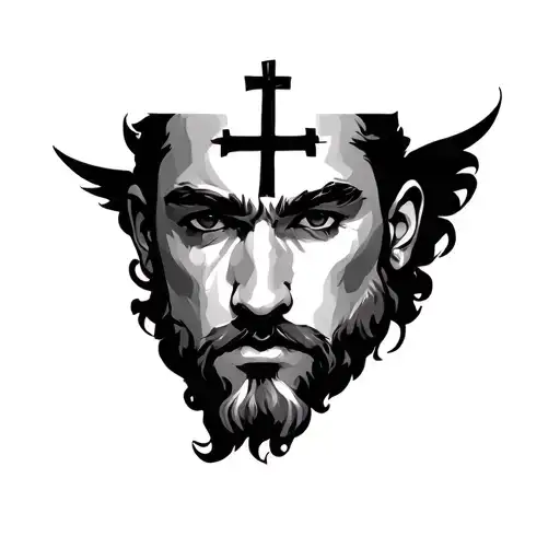 Leon with a cross in the eyebrow tattoo design idea