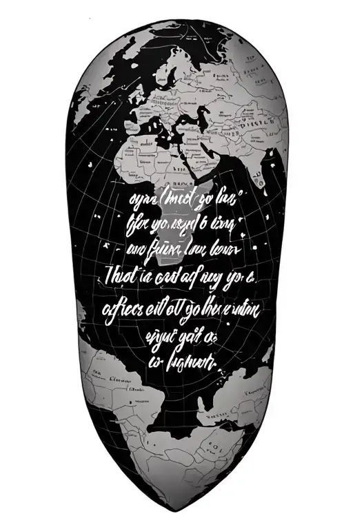 Bible verse with a map behind it tattoo design idea