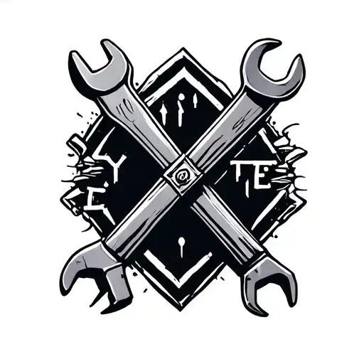 Oilfield rod wrenches crossed tattoo design idea