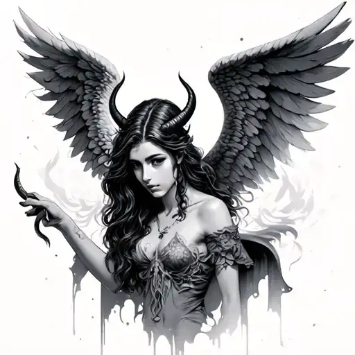 Angel Or Devil tattoo design idea