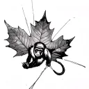 monkey parachuting using a maple leaf tattoo design idea
