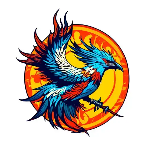 phoenix with filipino sun and warrior tribal tattoo design idea