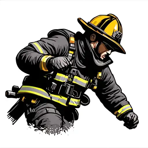 firefighter heroically saving tattoo design idea