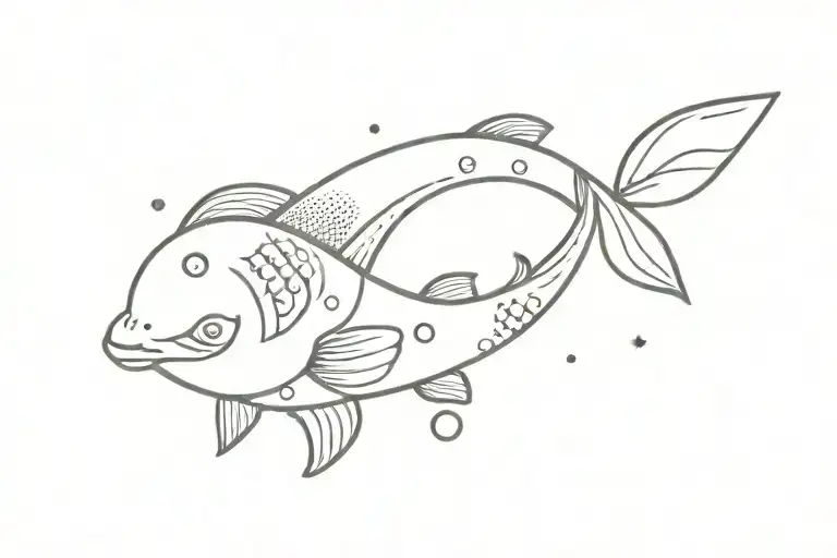 koi fish sun and moon phases tattoo design idea
