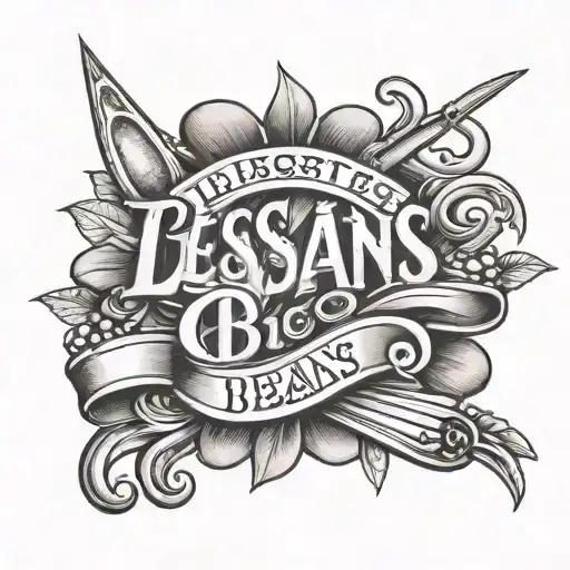 words " Les-Beans" with sissors tattoo design idea