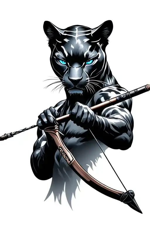 black Panther with ice Blue eyes, Kenpo Karate, shotokan Karate, Bow and arrow  tattoo design idea