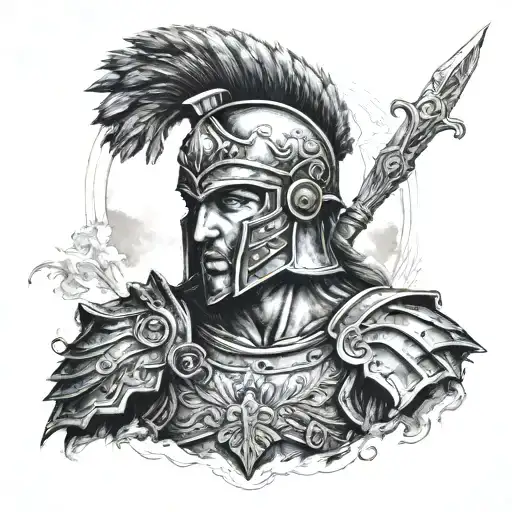 ancient roman warrior tattoo design idea