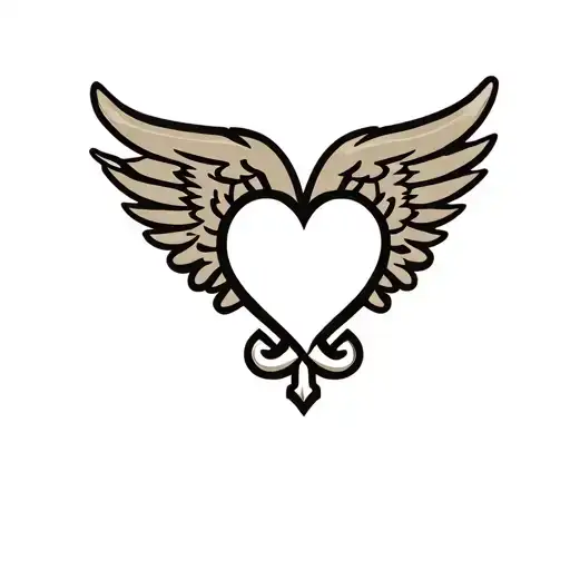 New Orleans saints logo with heart behind logo and surrounded by wings tattoo design idea