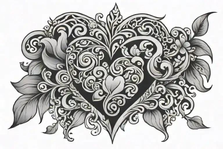 family unity love heart tattoo design idea