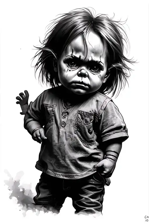 chucky detailed sketch tattoo design idea