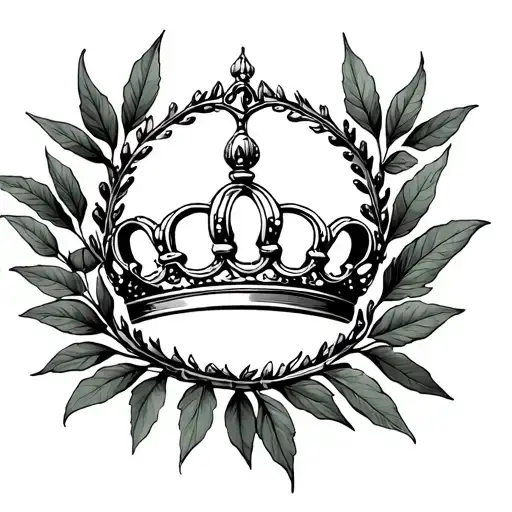 E D L Crown olive leaves around tattoo design idea