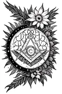 masonic symbols, sun, moon, stars, flower of life tattoo tattoo design idea