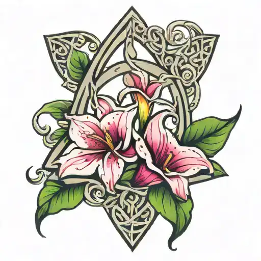 triquetra with Calla lilies tattoo design idea