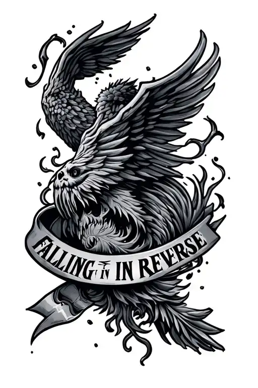 falling in reverse logo incorporated tattoo design idea