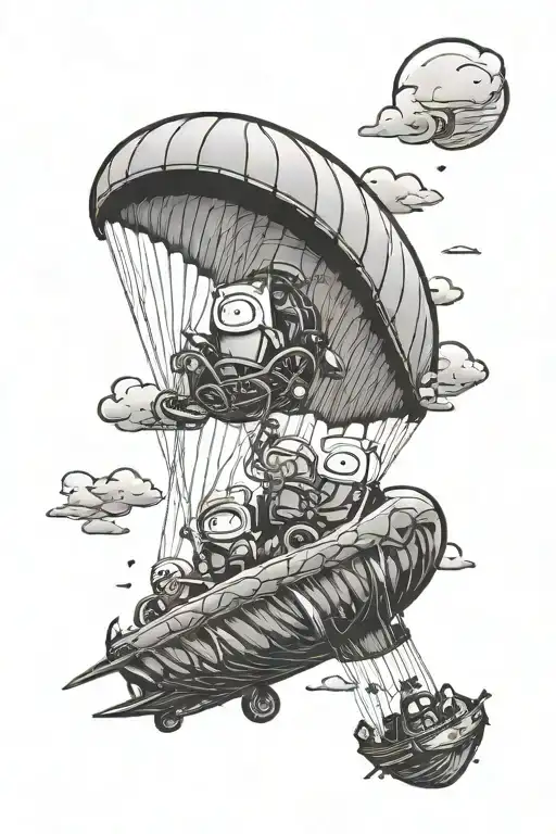 adventure time paragliding tattoo design idea