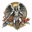 saint michael killing lucifer tattoo design idea