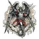 saint michael killing lucifer tattoo design idea