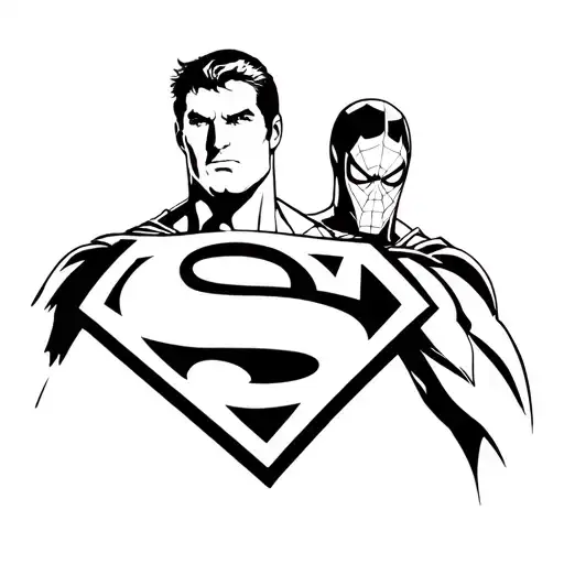 Superman and spiderman logo tattoo design idea