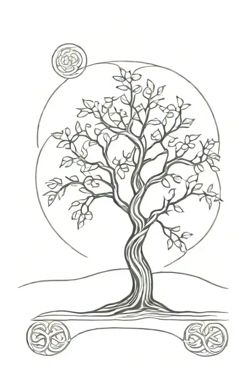 tall celtic knot tree tattoo design idea