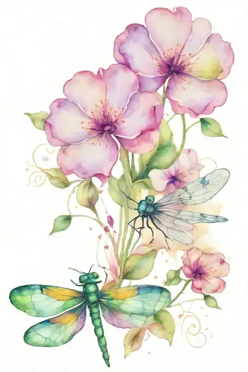 4 leaf clover with dragonfly tattoo design idea