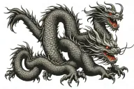 Japanese Dragon With Long realistic Body, normal eyes Black And Grey Tattoo hd quality tattoo design idea