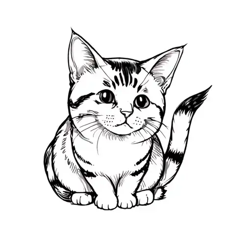 Cute cat tattoo design idea