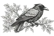 Raven looking inquisitive tattoo design idea