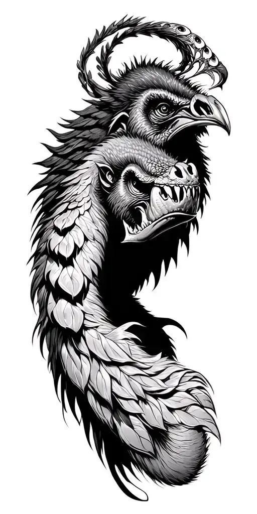 peacock, gorilla, bigfoot, dragon, shark tattoo design idea