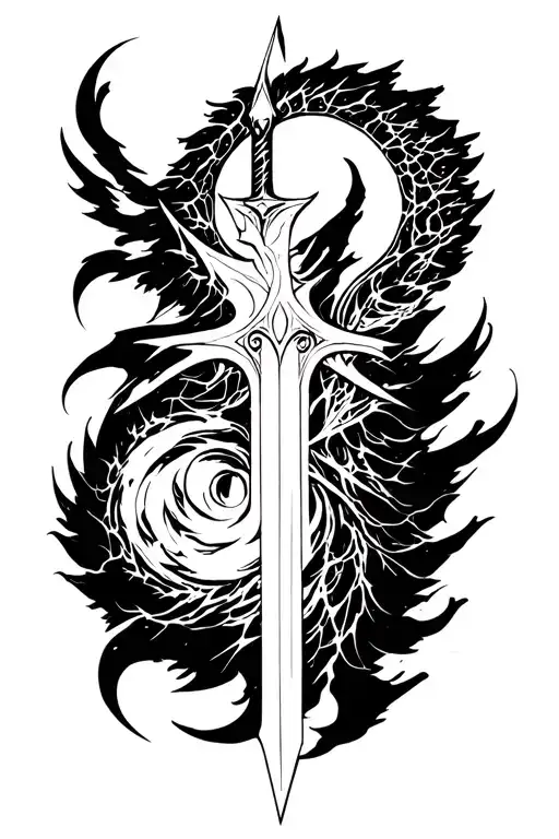 10 honorblades from stormlight archives in negative space tattoo design idea