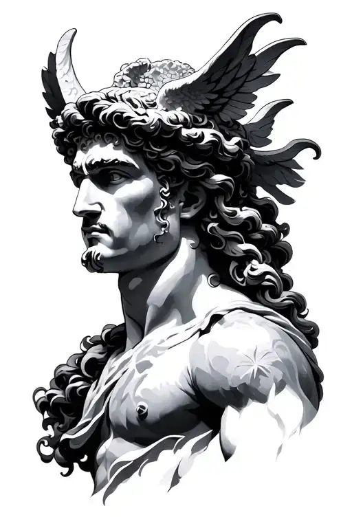 hypnos greek god tattoo design idea