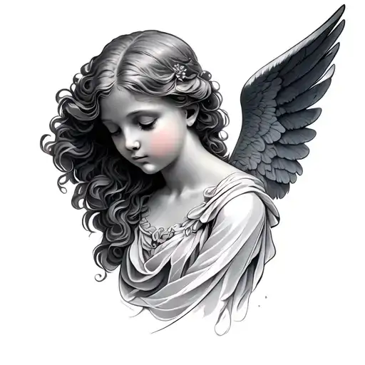 angel whispering into ear  tattoo design idea