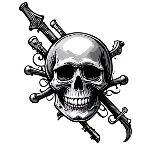 metal music skull tattoo design idea