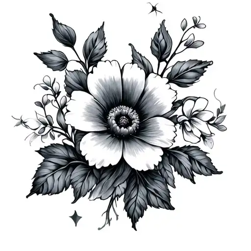 Amore wrote pretty flowers tattoo design idea