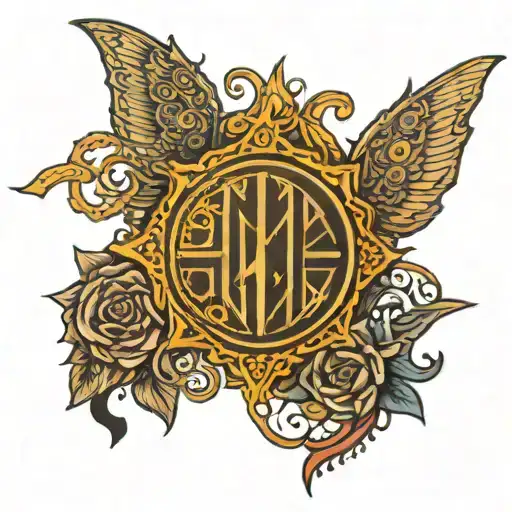 lower back tramp stamp with bring me the horizon logo in middle  tattoo design idea