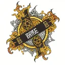 lower back tramp stamp with bring me the horizon logo in middle  tattoo design idea
