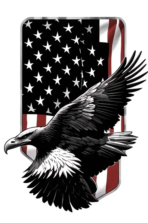 eagle with American flag tattoo design idea