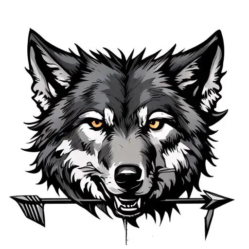 Wolf with arrow tattoo design idea