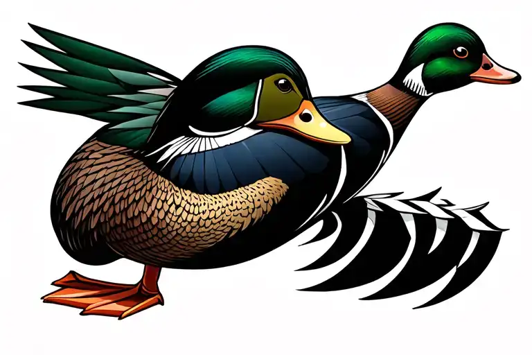 mallard duck that is sweet, friendly and extremely tough  tattoo design idea