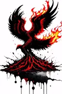 tree of life on fire turning into a phoenix rising from the ashes tattoo design idea