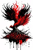 tree of life on fire turning into a phoenix rising from the ashes tattoo design idea