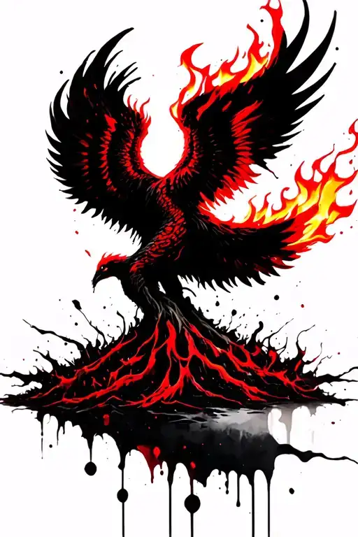 tree of life on fire turning into a phoenix rising from the ashes tattoo design idea