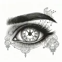 girl eye time clock tattoo design idea