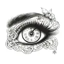 girl eye time clock tattoo design idea