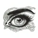 girl eye time clock tattoo design idea