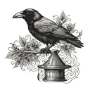 crow with a magician hat minimalist tattoo tattoo design idea