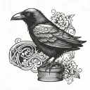 crow with a magician hat minimalist tattoo tattoo design idea