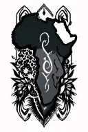 continent of africa with Q inside surrounded tattoo design idea