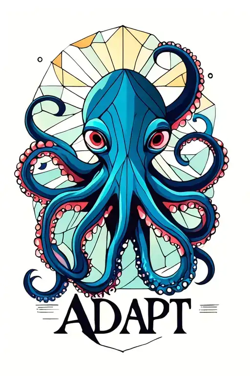 Octopus with "Adapt" written underneath tattoo design idea