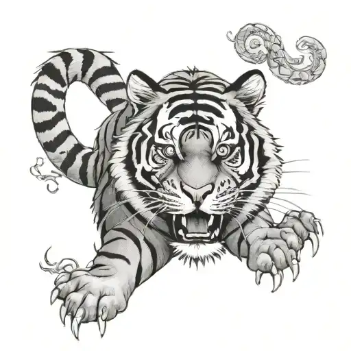 japanese theme, angry eyes of the tiger, number 23 tattoo design idea