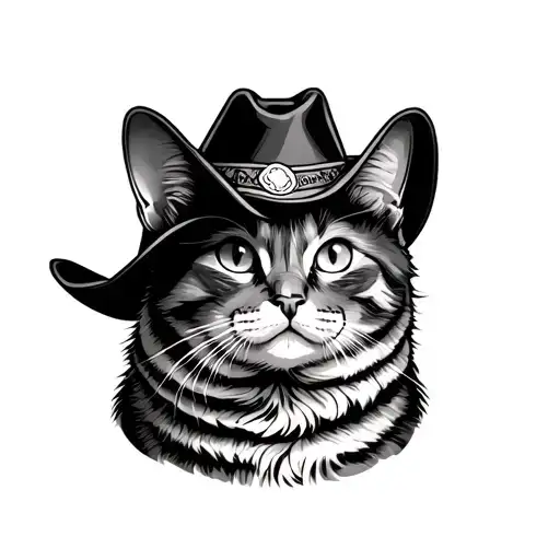 cat wearing a cowboy hat tattoo design idea